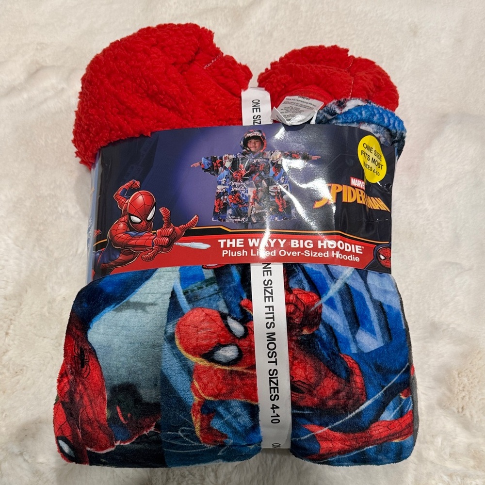 Marvel Spider-Man Plush-Lined Oversized Hoodie - Red, Blue